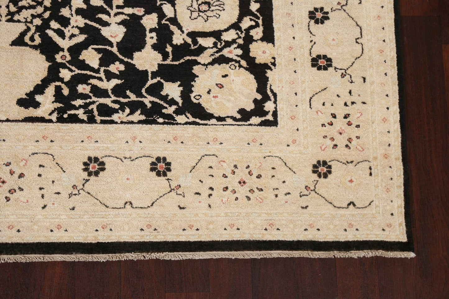 Black Oushak Chobi Handmade Wool Rug 8x10