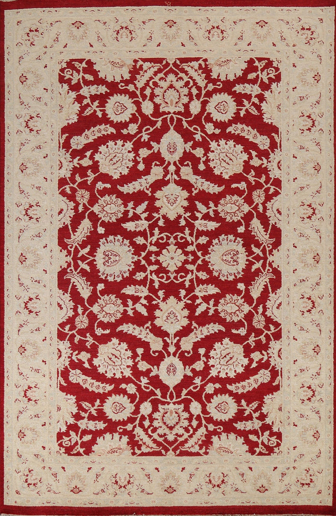 Red Floral Peshawar Chobi Wool Area Rug 7x10