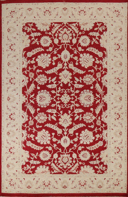 Red Floral Peshawar Chobi Wool Area Rug 7x10