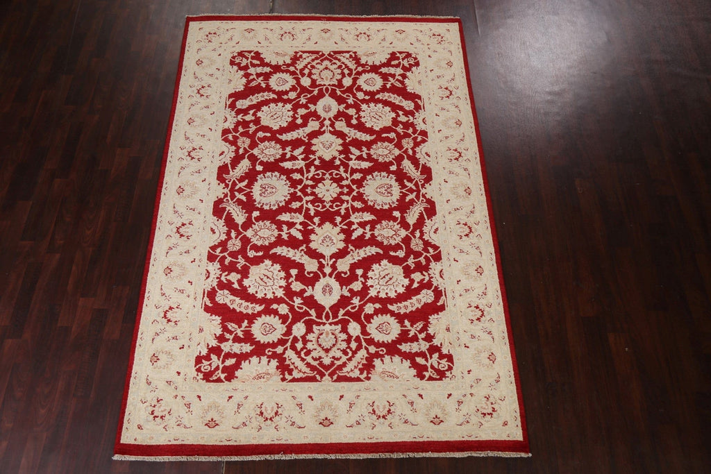 Red Floral Peshawar Chobi Wool Area Rug 7x10