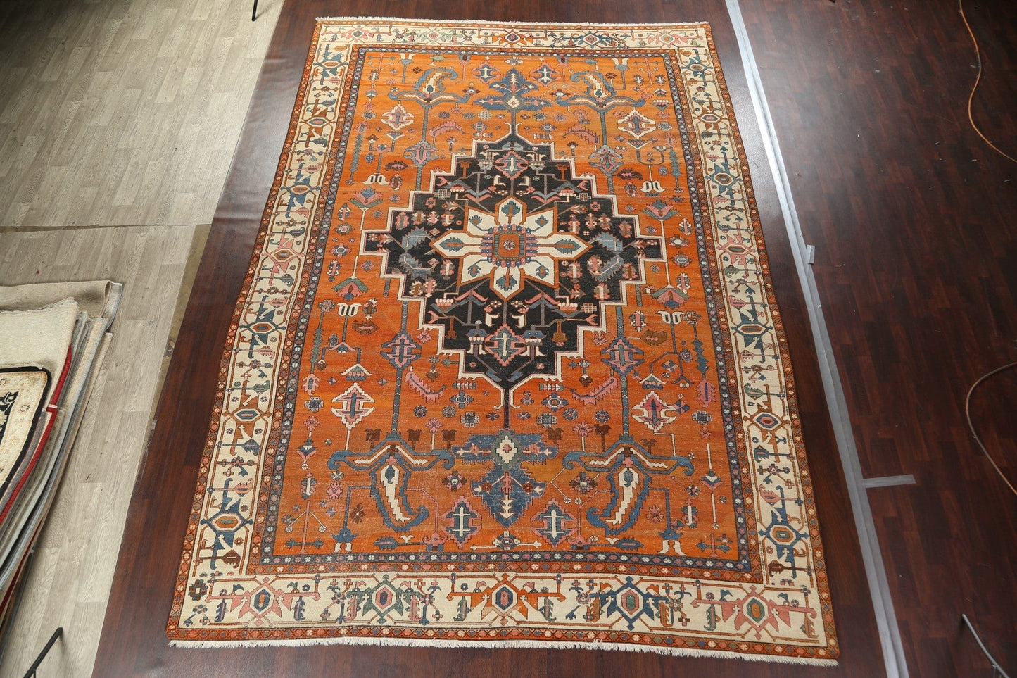 Pre-1900 Antique Vegetable Dye Heriz Serapi Persian Rug 10x15