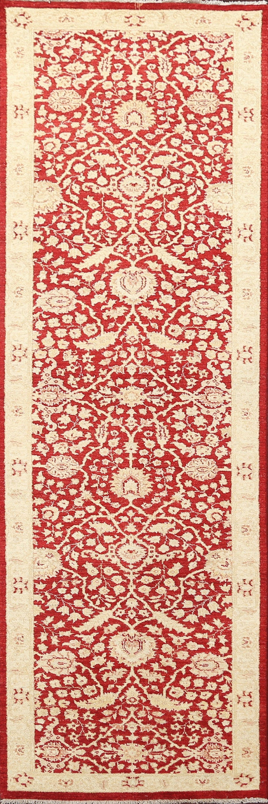 Vegetable Dye Peshawar Chobi Handmade Runner Rug 3x10