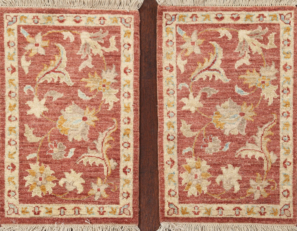 Set of 2 Vegetable Dye Peshawar Chobi Handmade Wool Rugs 1x2