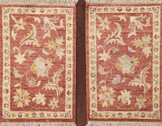 Set of 2 Vegetable Dye Peshawar Chobi Handmade Wool Rugs 1x2