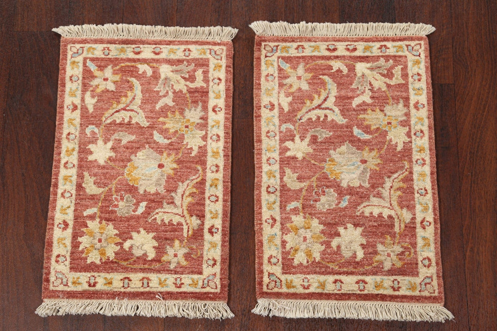 Set of 2 Vegetable Dye Peshawar Chobi Handmade Wool Rugs 1x2