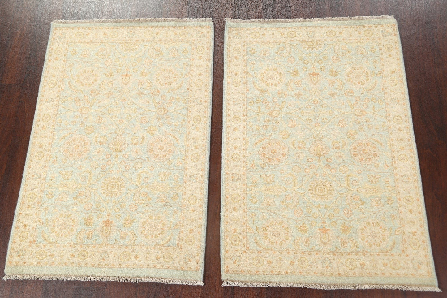 Set of 2 Vegetable Dye Peshawar Chobi Wool Area Rug 3x4