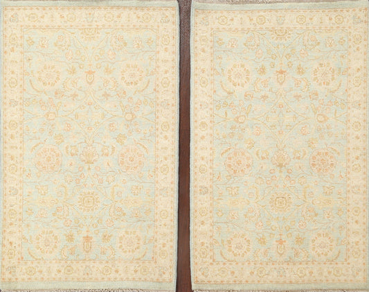 Set of 2 Vegetable Dye Peshawar Chobi Wool Area Rug 3x4