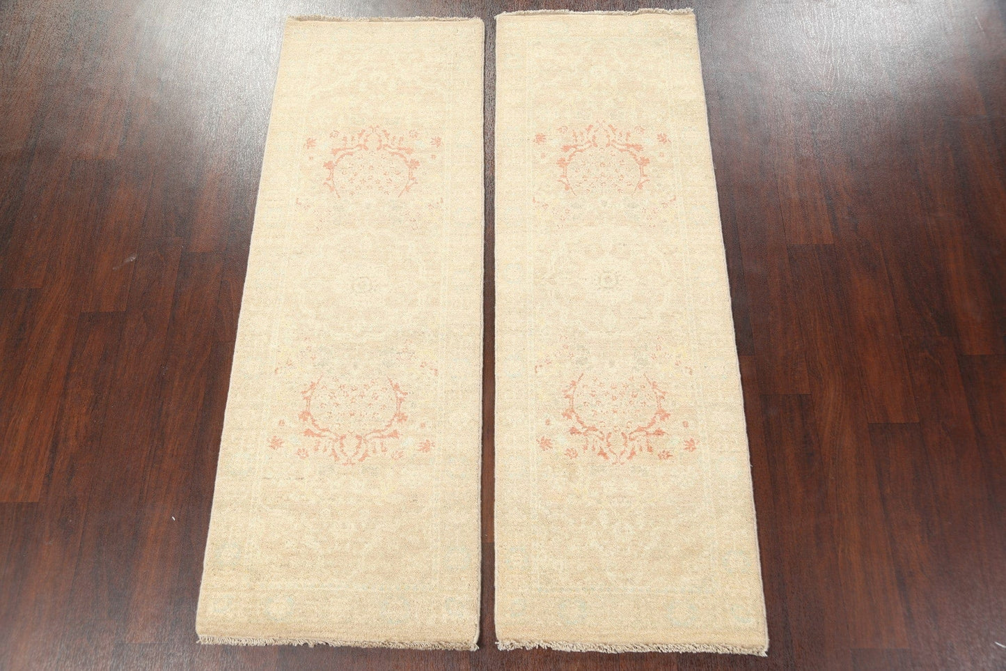 Set of 2 Vegetable Dye Peshawar Chobi Wool Rugs 2x6