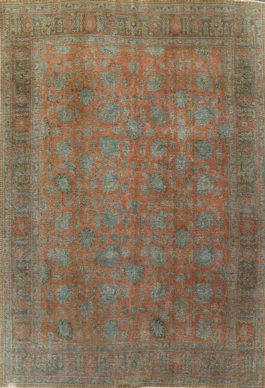 Distressed Over-Dye Tabriz Persian Area Rug 10x13