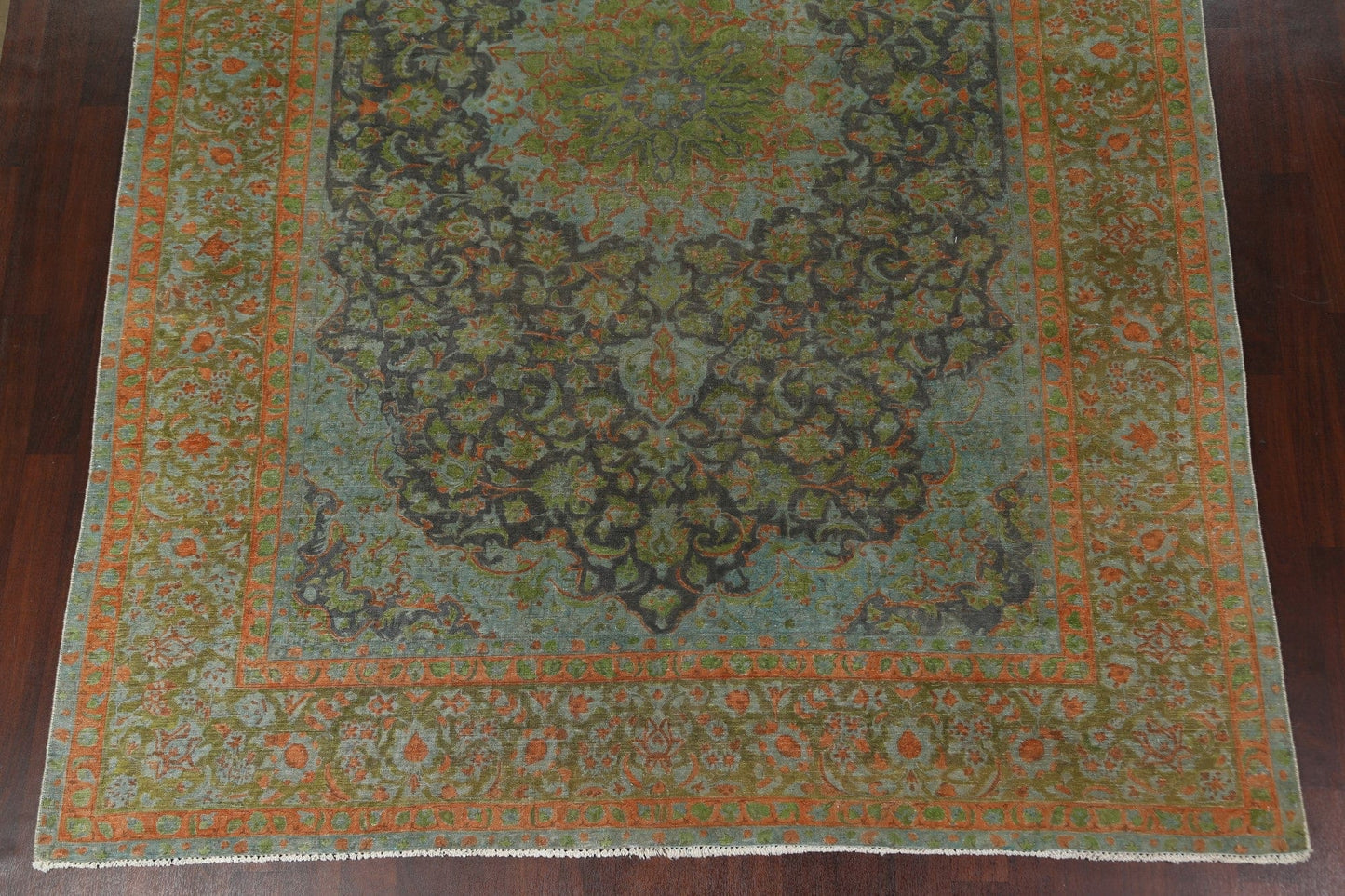 Distressed Over-Dye Kashan Persian Area Rug 10x13