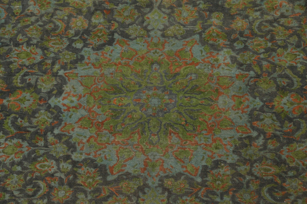 Distressed Over-Dye Kashan Persian Area Rug 10x13