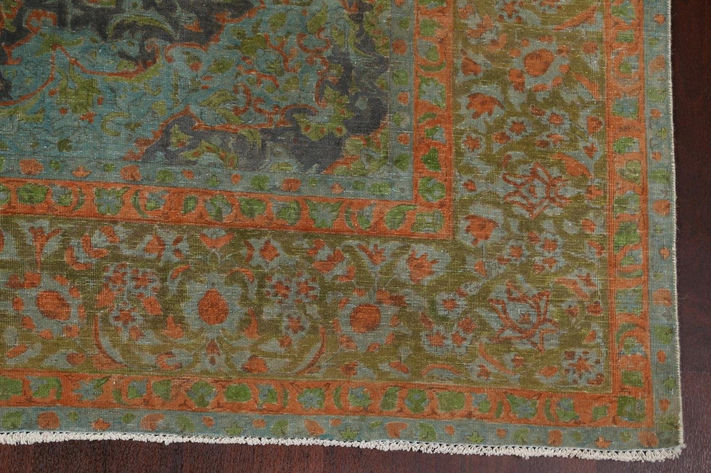 Distressed Over-Dye Kashan Persian Area Rug 10x13