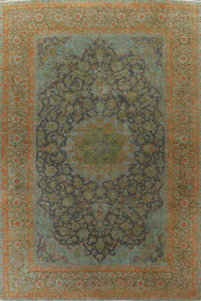 Distressed Over-Dye Kashan Persian Area Rug 10x13