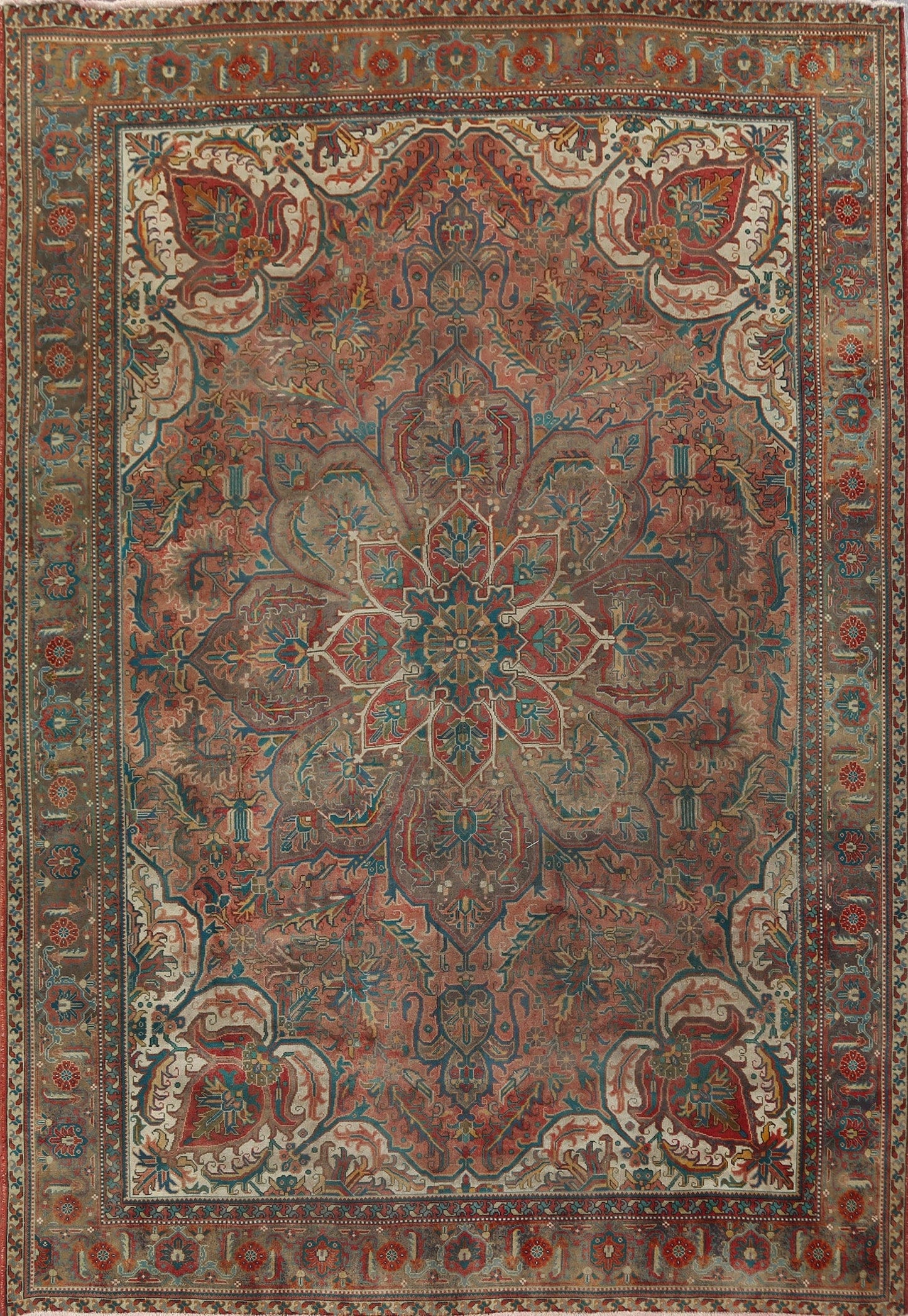 Distressed Heriz Persian Area Rug 10x12