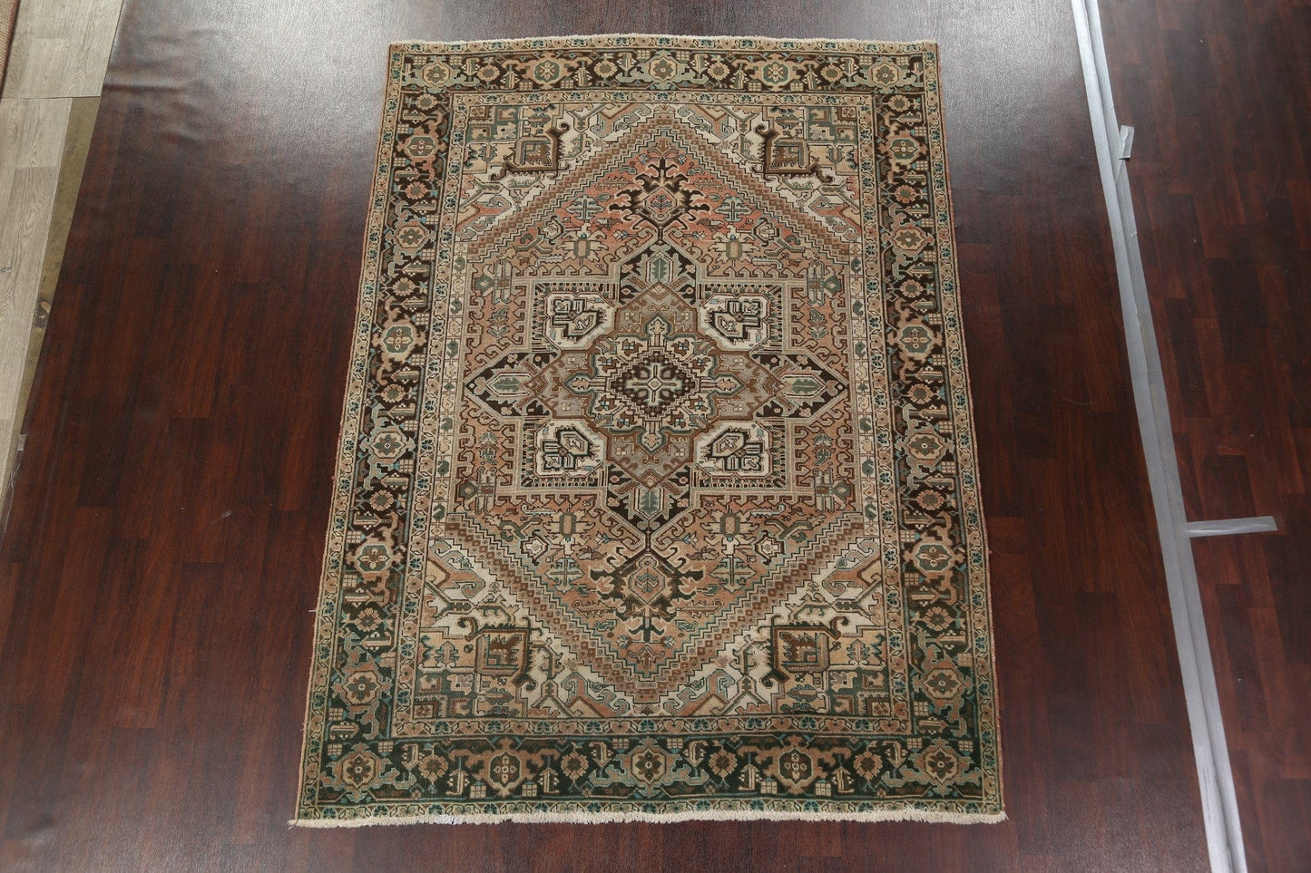 Distressed Geometric Heriz Persian Area Rug 7x9