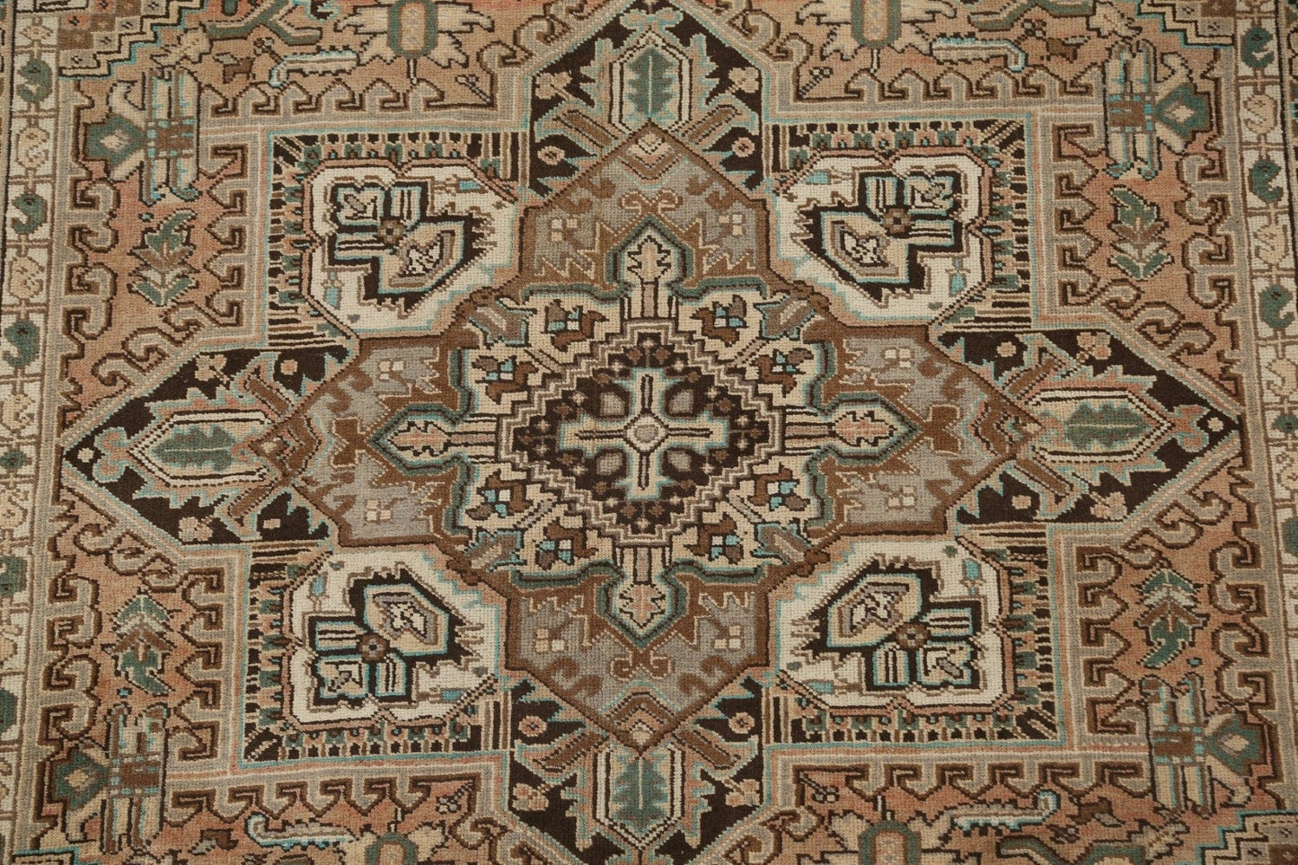 Distressed Geometric Heriz Persian Area Rug 7x9