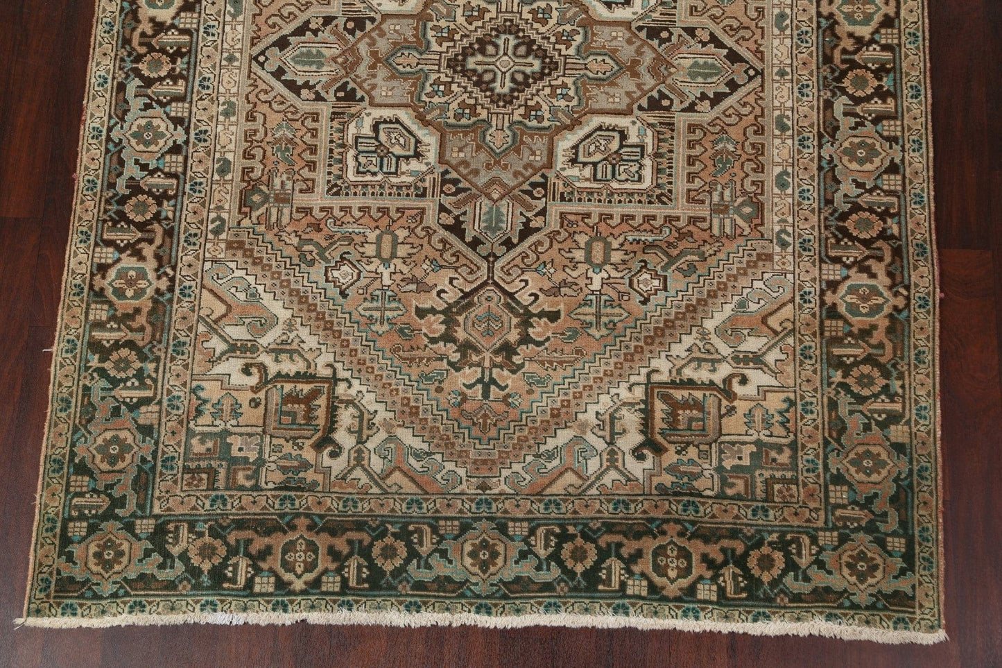 Distressed Geometric Heriz Persian Area Rug 7x9