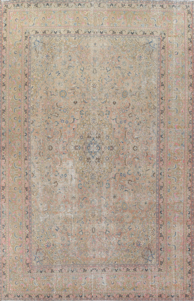 Distressed Kashan Persian Area Rug 10x13