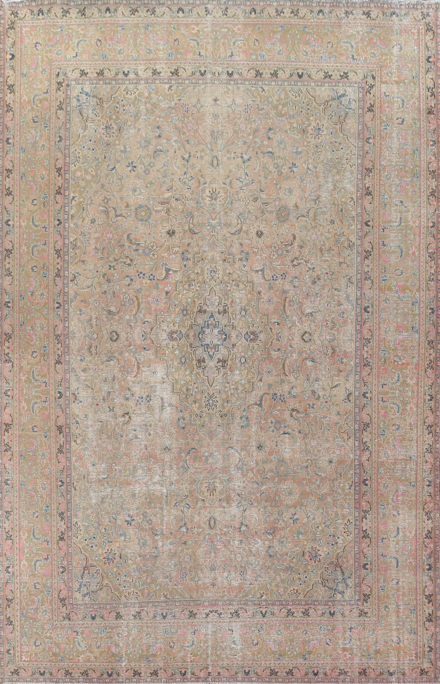 Distressed Kashan Persian Area Rug 10x13