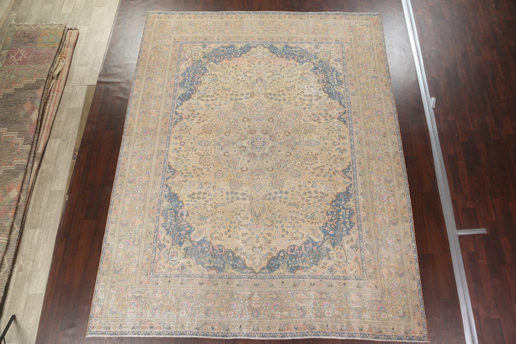 Distressed Mashad Persian Area Rug 10x12