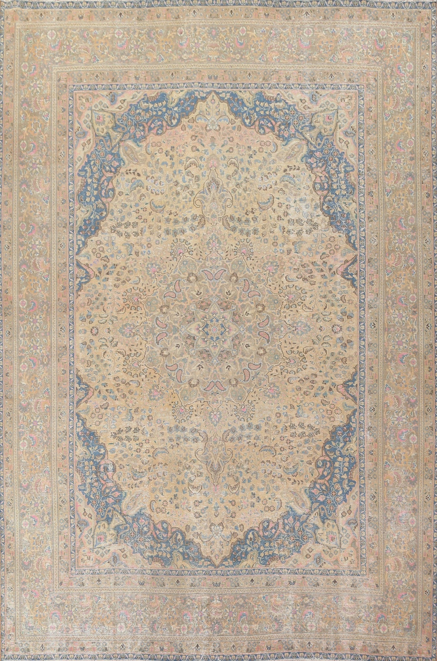 Distressed Mashad Persian Area Rug 10x12