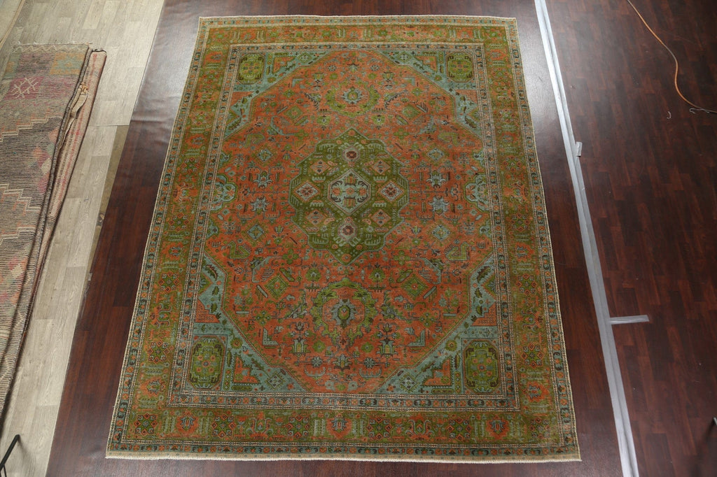 Distressed Over-Dye Tabriz Persian Area Rug 10x13