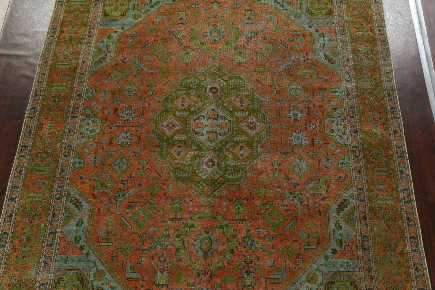 Distressed Over-Dye Tabriz Persian Area Rug 10x13