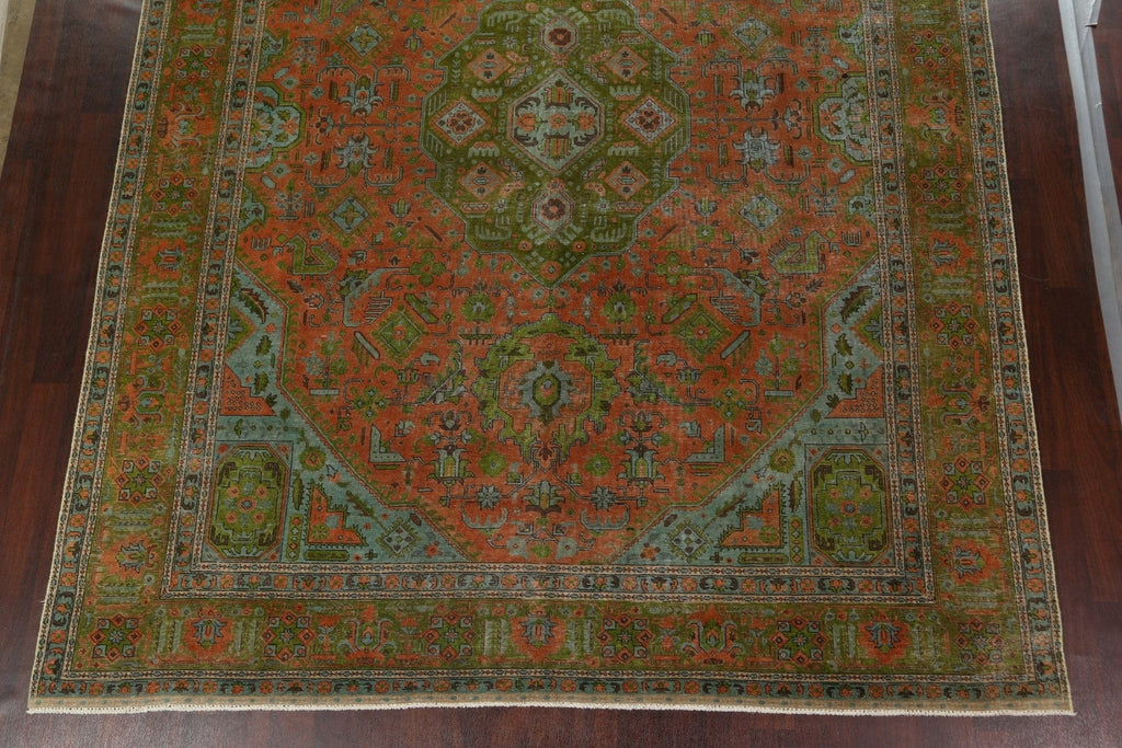 Distressed Over-Dye Tabriz Persian Area Rug 10x13