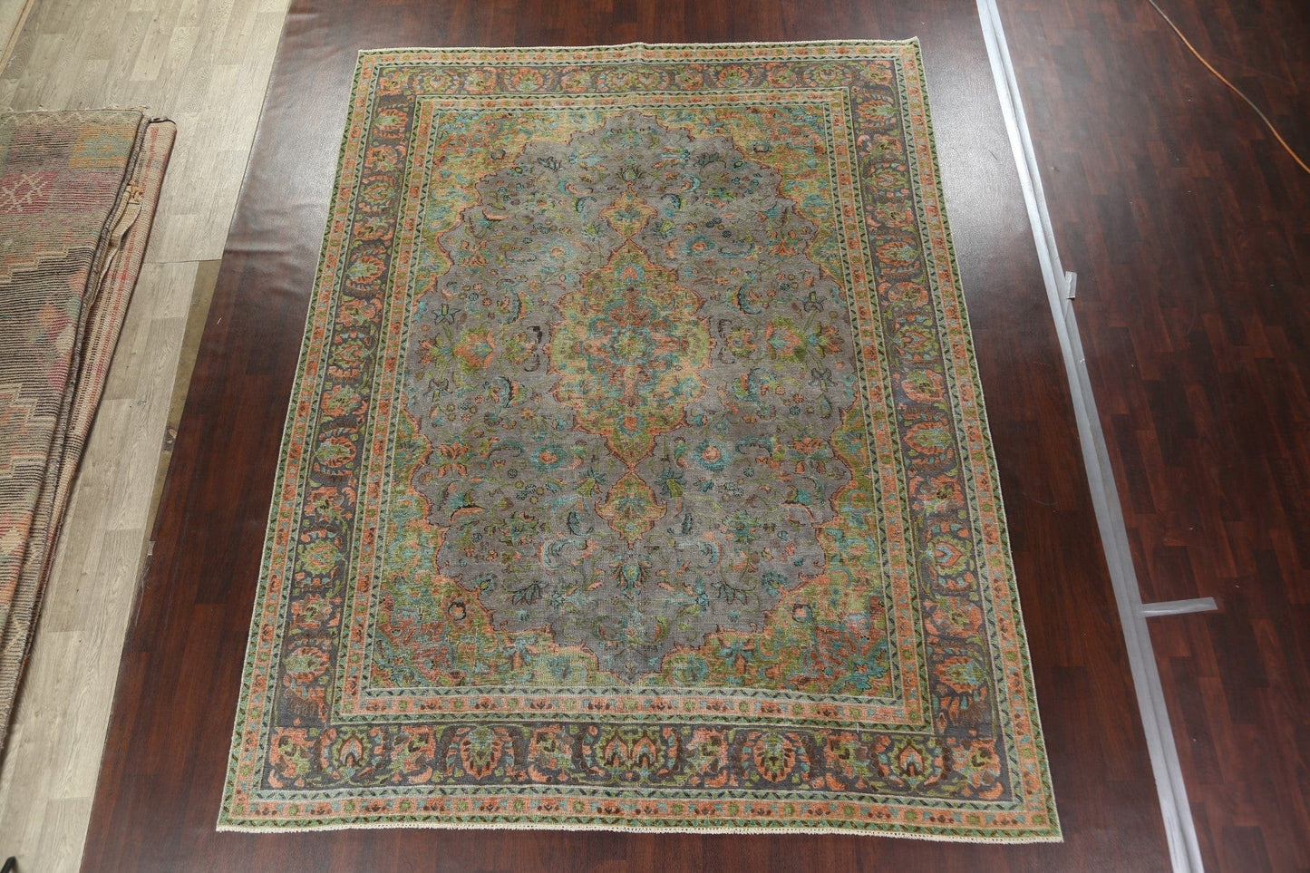 Antique Distressed Over-Dye Tabriz Persian Area Rug 9x12