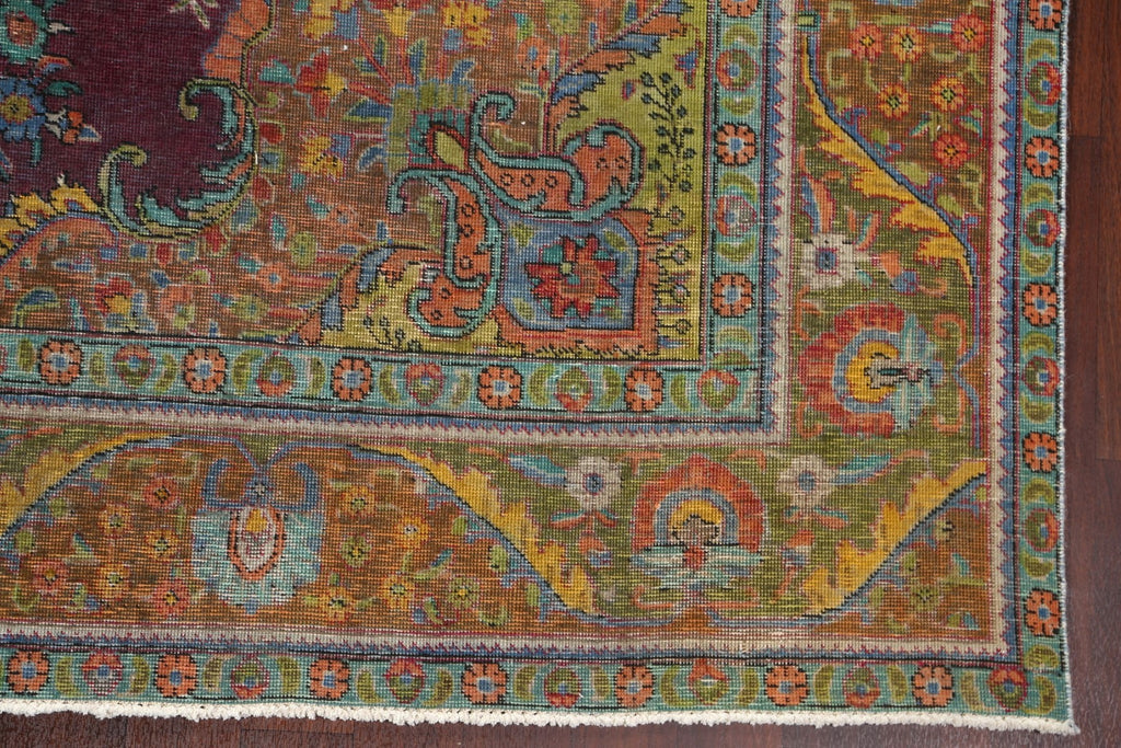 Distressed Over-Dye Tabriz Persian Area Rug 10x13