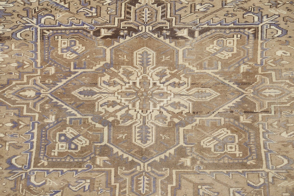 Distressed Geometric Heriz Persian Area Rug 7x10