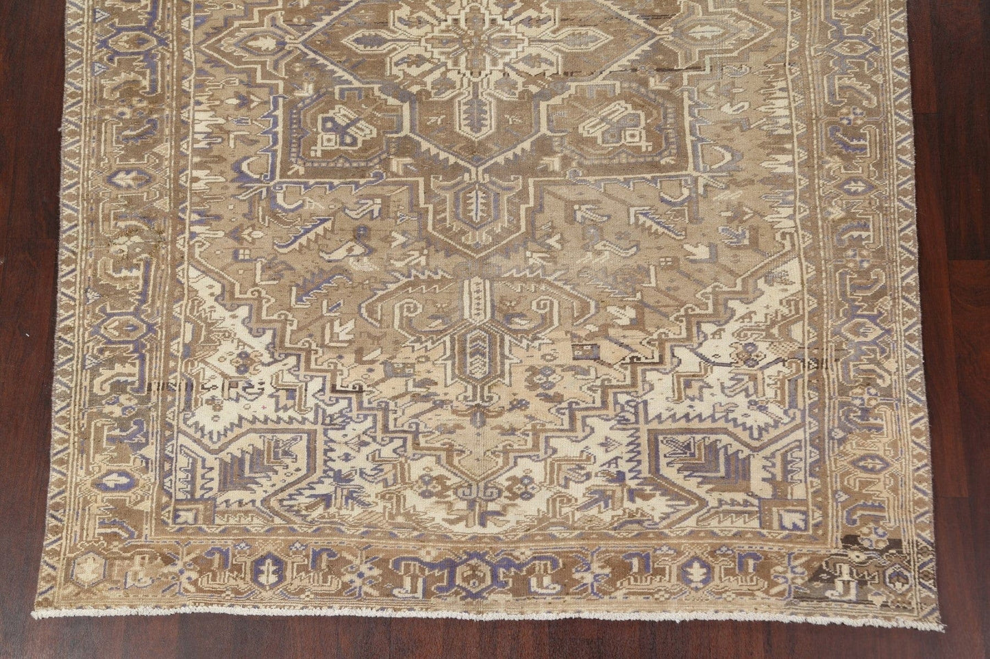 Distressed Geometric Heriz Persian Area Rug 7x10