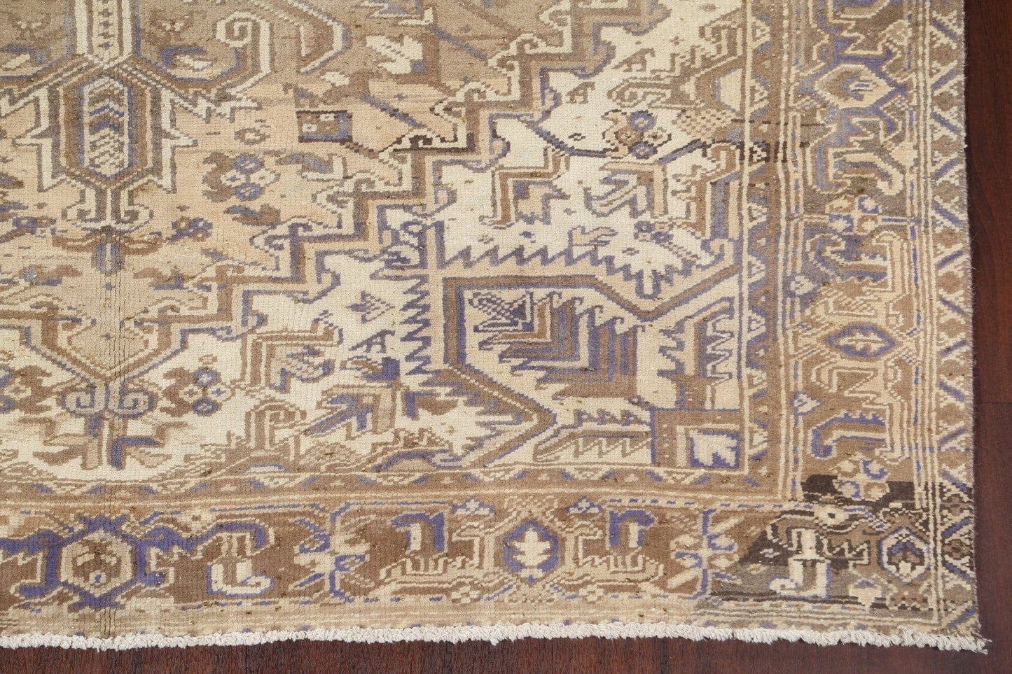 Distressed Geometric Heriz Persian Area Rug 7x10