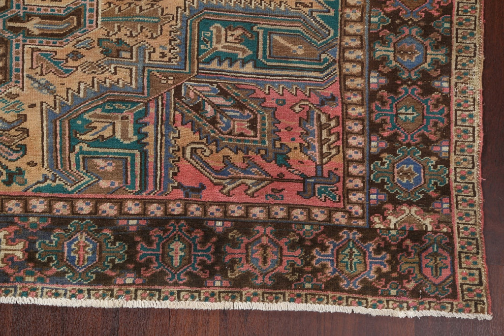 Distressed Geometric Heriz Persian Area Rug 9x11