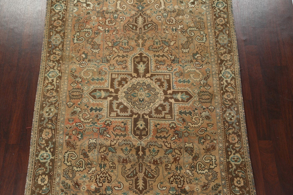 Distressed Geometric Heriz Persian Area Rug 6x9