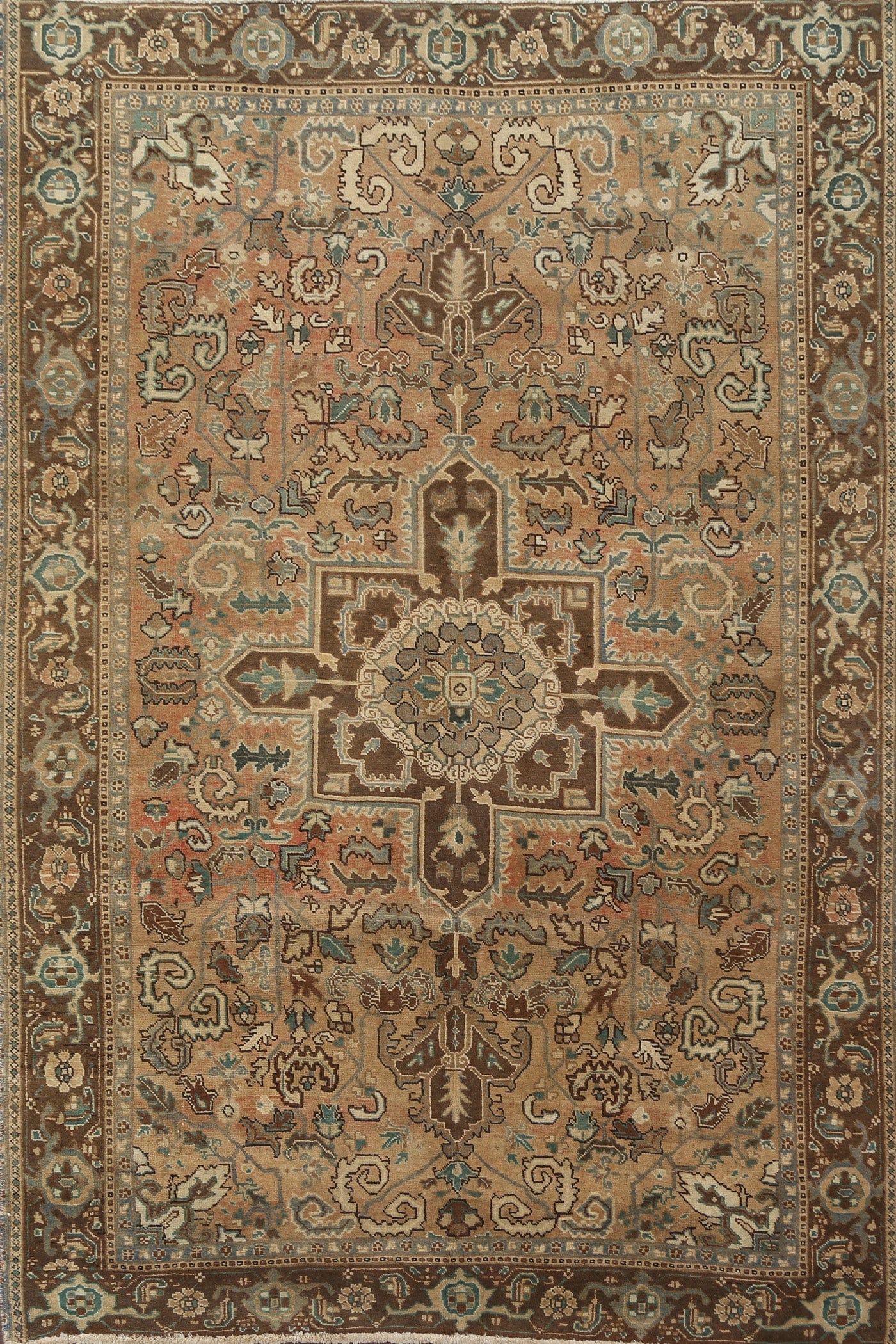 Distressed Geometric Heriz Persian Area Rug 6x9