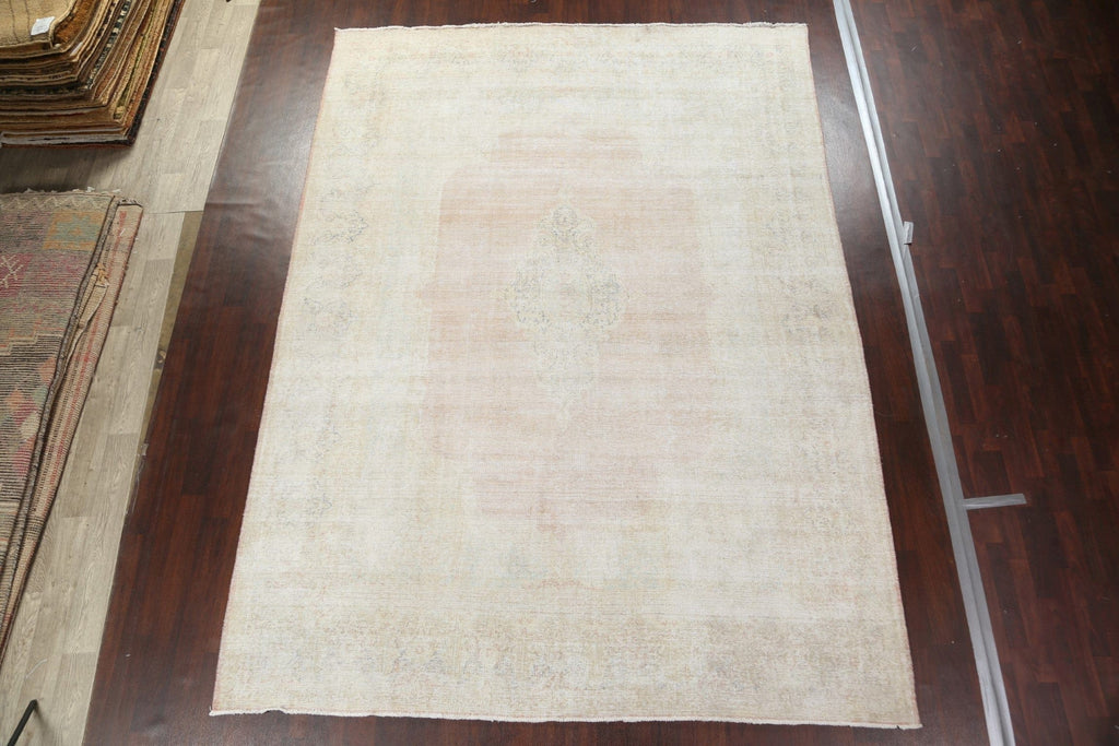 Muted Distressed Kerman Persian Area Rug 9x13