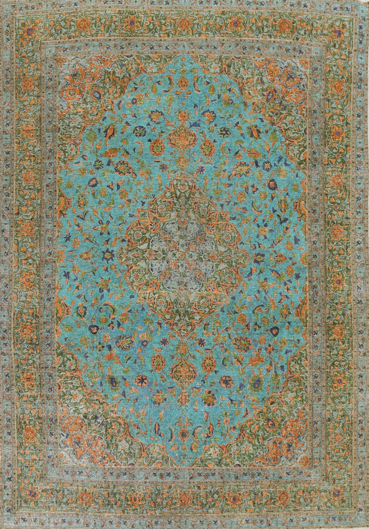 Distressed Over-Dye Mashad Persian Area Rug 9x12