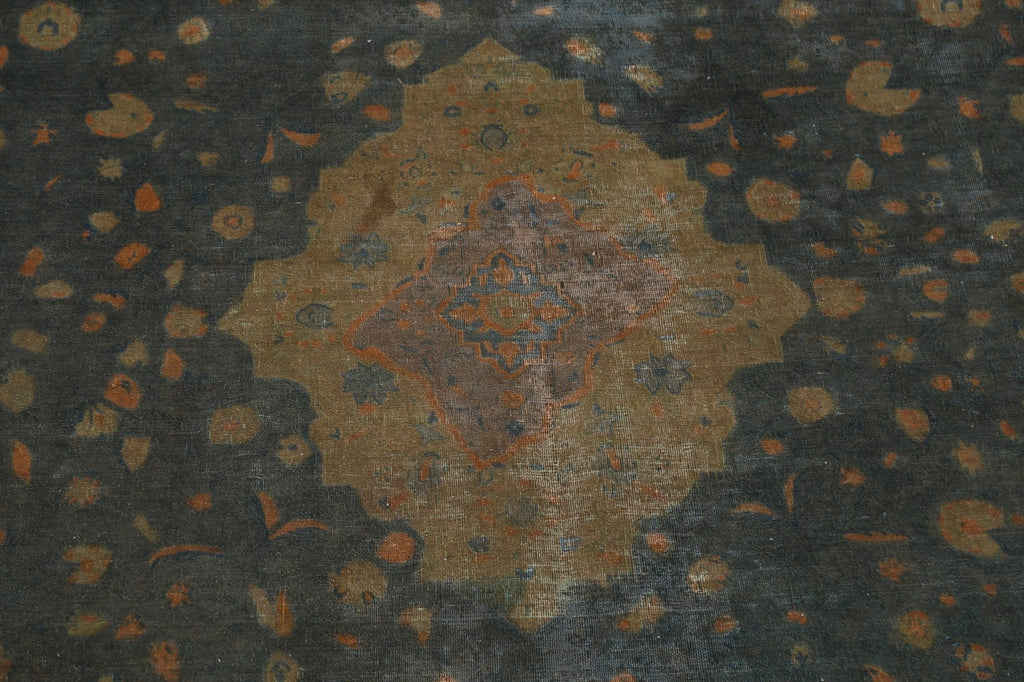 Distressed Over-Dye Tabriz Persian Area Rug 9x13