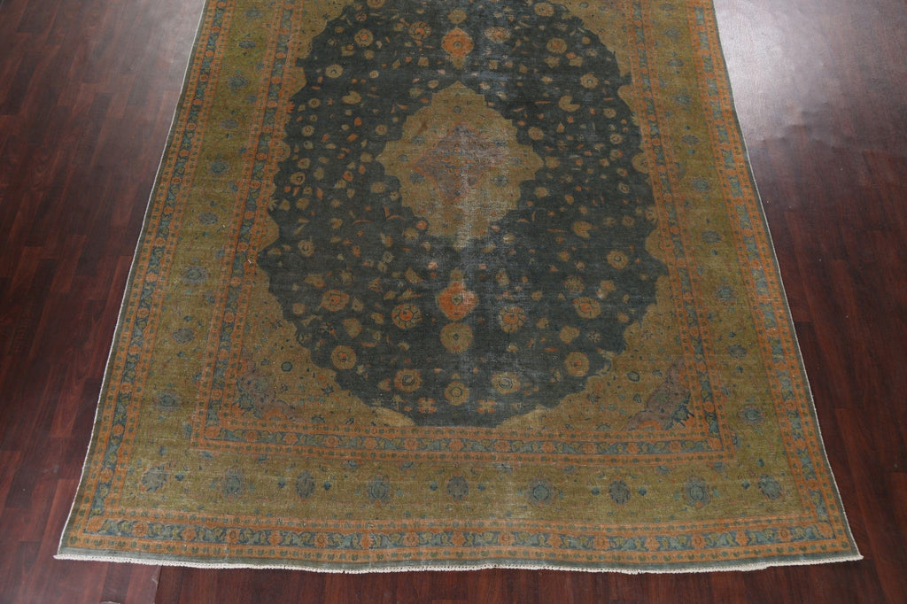 Distressed Over-Dye Tabriz Persian Area Rug 9x13