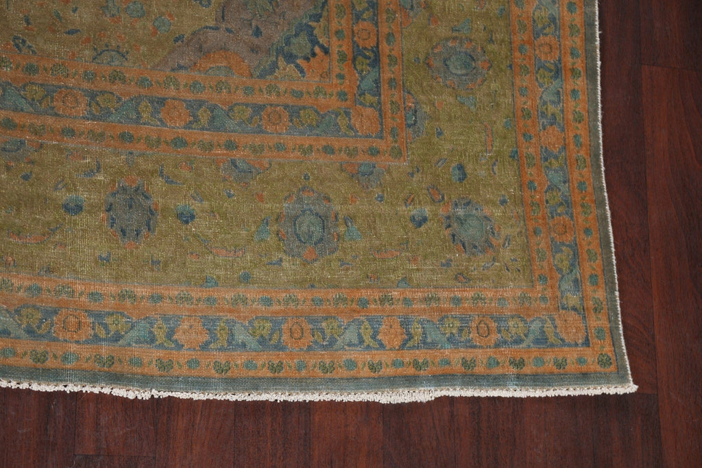 Distressed Over-Dye Tabriz Persian Area Rug 9x13