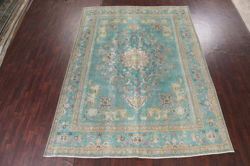 Distressed Over-Dye Tabriz Persian Area Rug 10x13