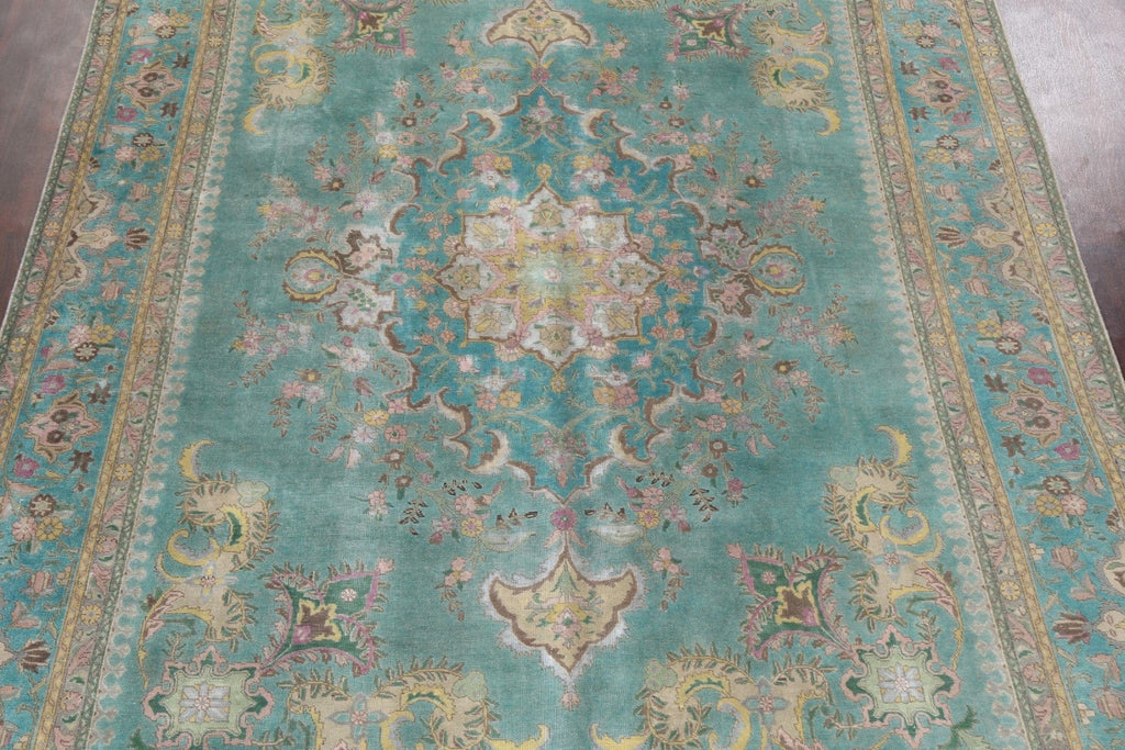 Distressed Over-Dye Tabriz Persian Area Rug 10x13