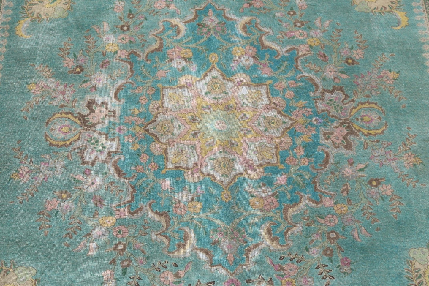 Distressed Over-Dye Tabriz Persian Area Rug 10x13