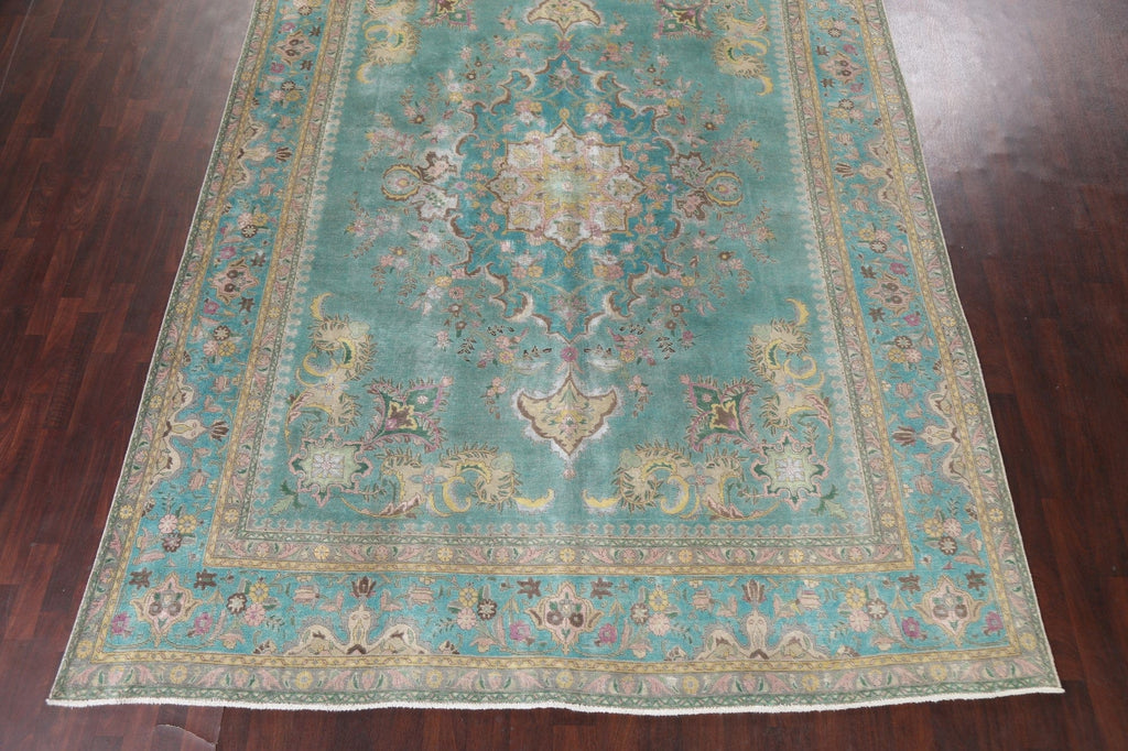 Distressed Over-Dye Tabriz Persian Area Rug 10x13