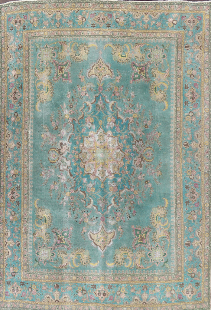 Distressed Over-Dye Tabriz Persian Area Rug 10x13