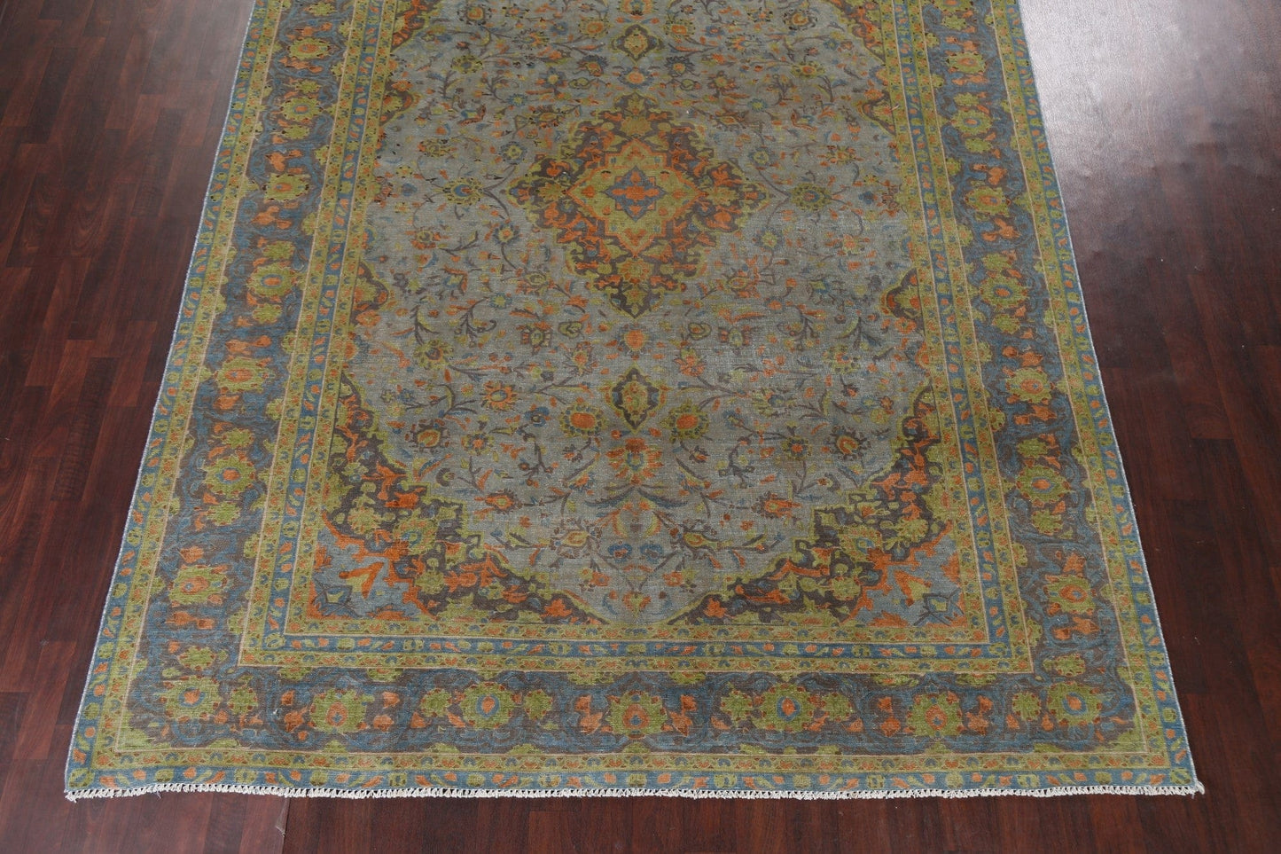 Distressed Over-Dye Kashan Persian Area Rug 9x12