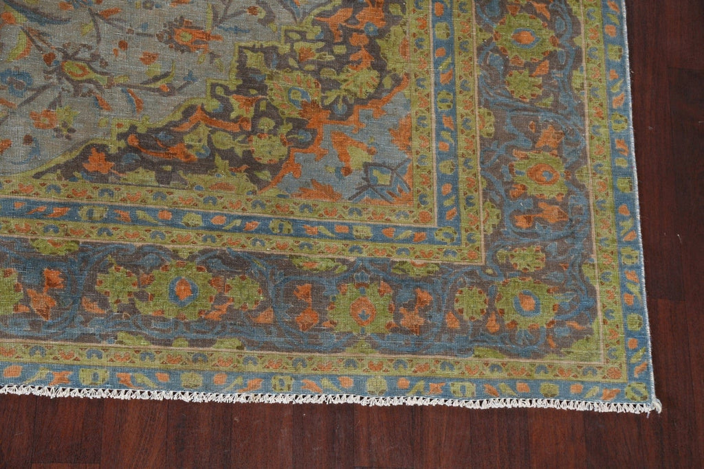 Distressed Over-Dye Kashan Persian Area Rug 9x12