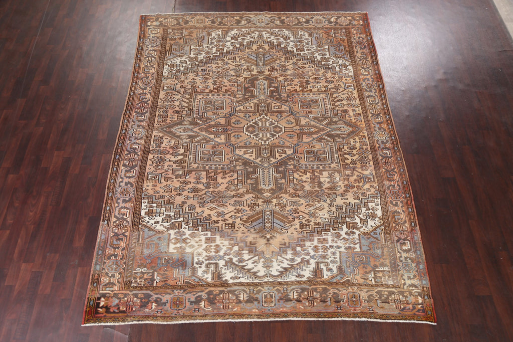 Vintage Geometric Heriz Persian Area Rug 8x11