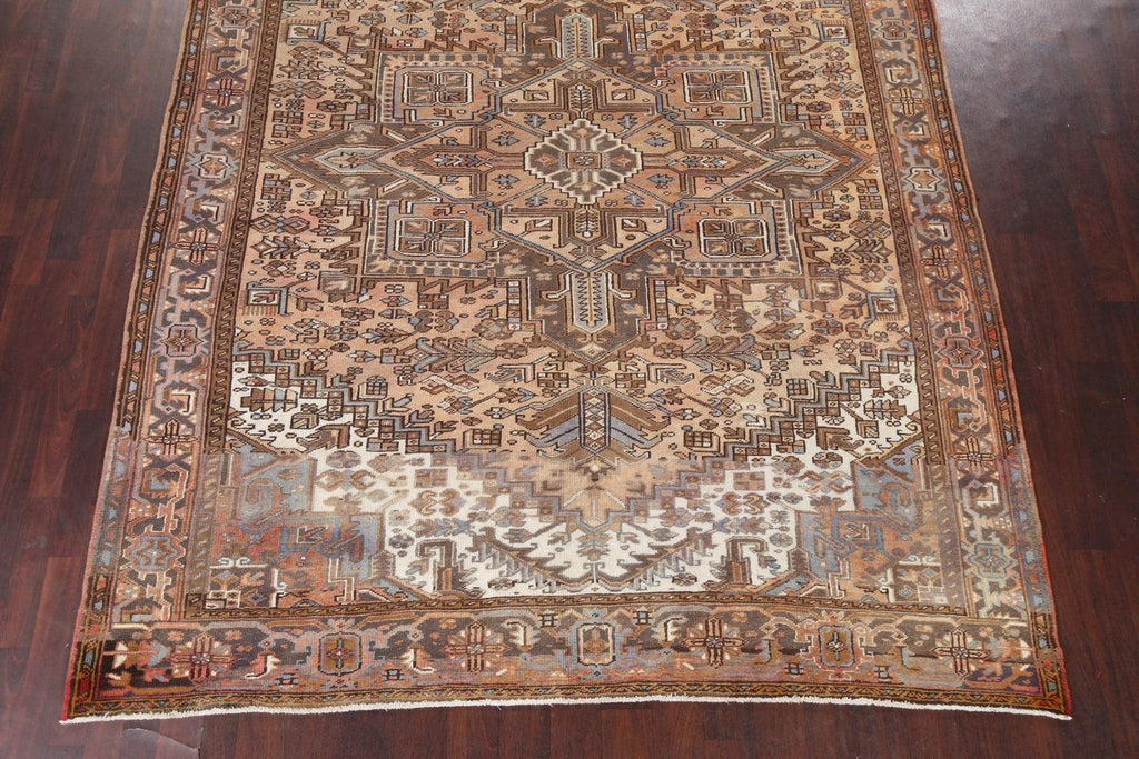 Vintage Geometric Heriz Persian Area Rug 8x11